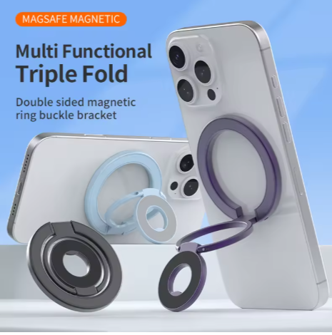 Dual Sided Magnetic Mobile Holder Grip - 3 Rings Design - Image 2
